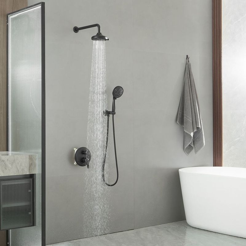 Single Handle 2-Spray Shower Faucet Set 1.8 GPM With Valve Dual Handheld Shower Head With High Pressure In. Matte Black_voghion.com