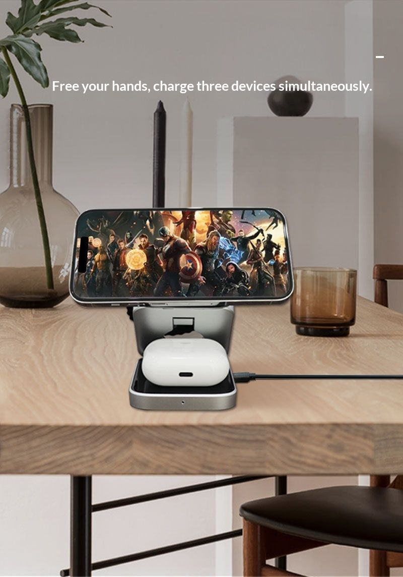 QFV50704555550<=3 Cross-border New Three-in-One Magnetic Charger Mobile Phone Fast Folding Bracket Headset Watch Wireless Charging_voghion.com