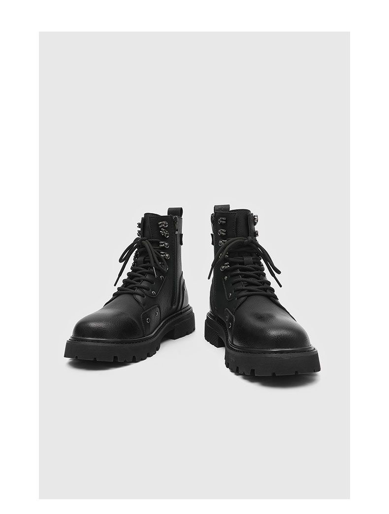 Kurze, wasserdichte Retro-Martin-Stiefel mit dicker Sohle und quadratischem Kopf zum Schnüren_voghion.com