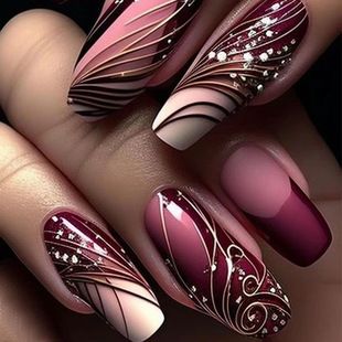 Nails Art & Tools Frosted Golden Autumn Orange Style Long Water Pipe Nail Hot Girl Style Diamond Flower Wear Nail Wholesale Nails_voghion.com
