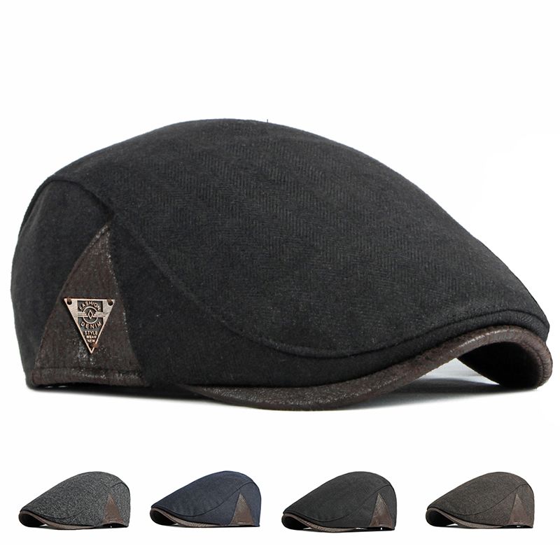 Mode Automne Béret Hommes Rétro Gavroche Ivy Plat Chevrons Bec De Canard Chapeau Peintre Réglable Gatsby Conduite Cabbie Casquette_voghion.com