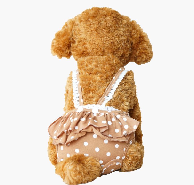 Neu Pet Teddy Menstruations Polka Dot Rock Süße Hosenträger Hund Physiologischen Hosen_voghion.com