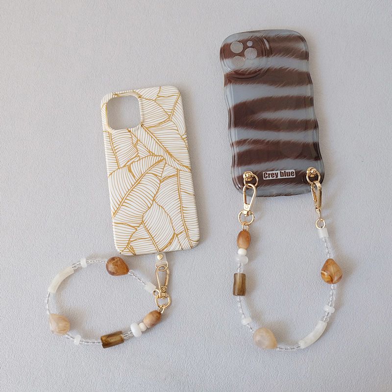 Veelzijdige acryl mode waterdruppel kralen accessoires riem abrikoos hangende touw tas telefoon ketting_voghion.com