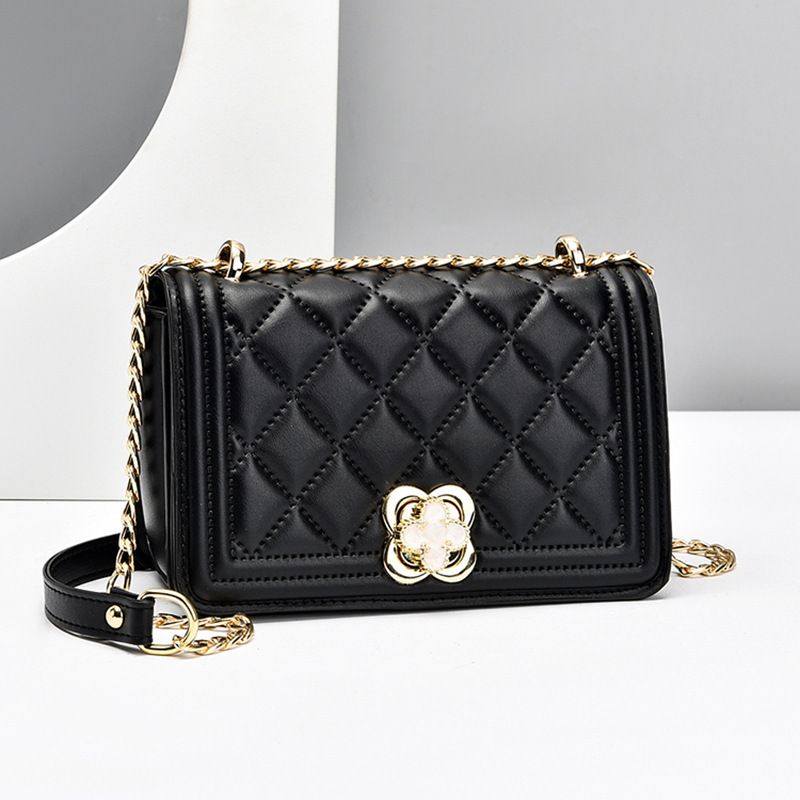 Fashionable 2024 New Gradient Color Small Frrant Wind Diamond Grid Chain Minimalist Temperament Women's One Shoulder_voghion.com