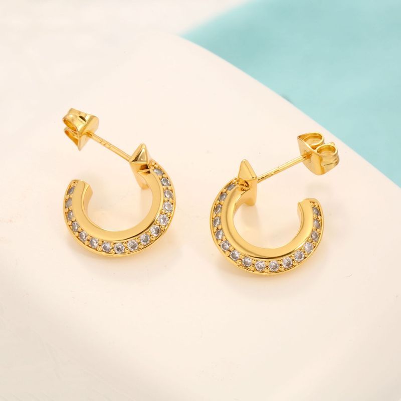 Unisex Inlaid With Dias High End Simple Trendy Earrings Niche Design_voghion.com