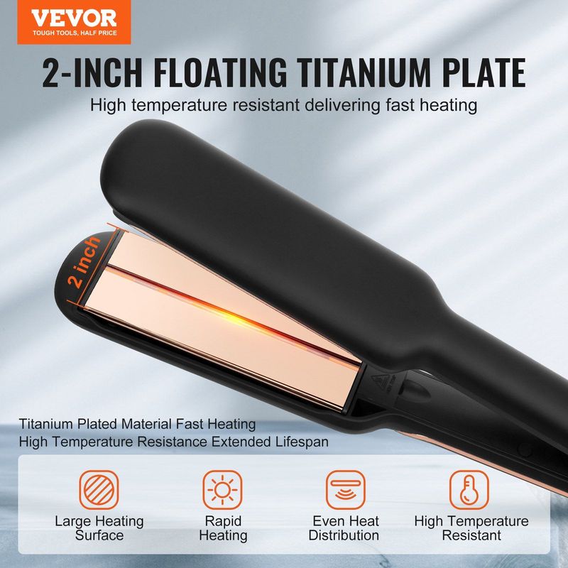 SKYSHALO Titanium Hair Straightener, 2-inch - Features Infrared, Negative Ions, Dual Voltage (110V/240V), LCD Screen & 11 Temperature Settings, Ideal For Salon, Home & Travel_voghion.com