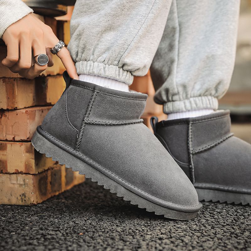 Botas de nieve de invierno para hombre, nuevas, de piel de vaca, gruesas, cálidas y antideslizantes, de algodón, talla grande, talla 40-45._voghion.com