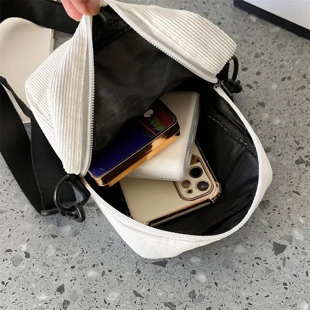 Borsa a tracolla con cerniera in velluto a coste da donna, autunno inverno, piccola e morbida, multistrato, borse di qualità economica_voghion.com