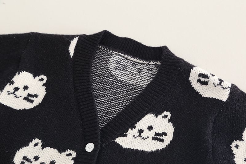 Jungen 2024 Herbst Neues Langarmhemd, Warmer Pullover, Knöchelgebundene Hose, Dreiteiliges Set der Cat Series_voghion.com