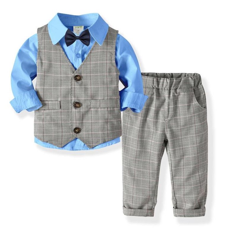 Mother&Kids Completo da uomo per bambini, completo con papillon, camicia e gilet, set multi-pezzo_voghion.com
