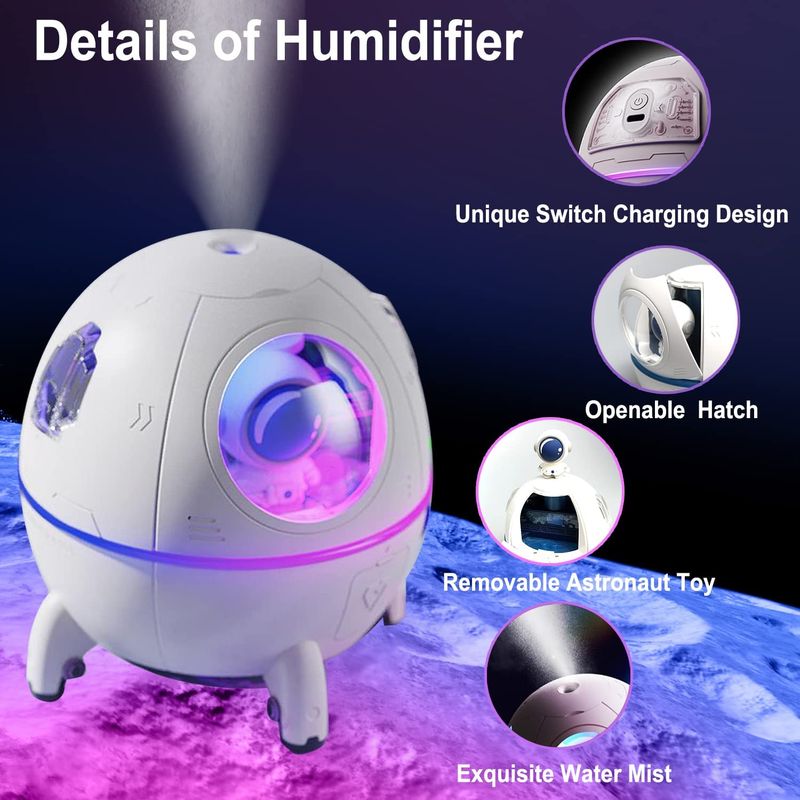1PC Astronauta Umidificatore d'aria 220ml Elettrico Ultrasuoni Aroma Diffusore di oli essenziali Luce LED colorata USB Nebulizzatore YSXX_voghion.com