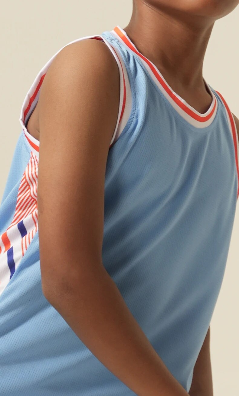 Mundury dziecięce Niestandardowe 100% siatka poliestrowa Oddychająca koszulka chłopięca Szybkoschnące koszulki do koszykówki 2302_voghion.com