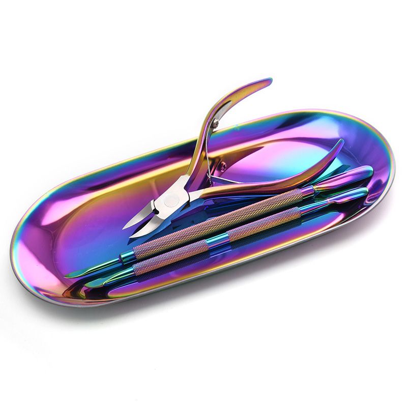 9Pcs/set Rainbow Stainless Nail Cuticle Pusher Tweezer Cutter Trimmer Clipper Scissor Dead Skin Manicure Pedicure Nails Art Tool_voghion.com