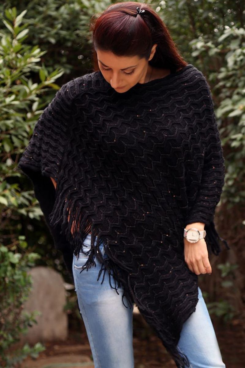 Cross-border European and American cape shawl knitted pullover shawl wave sequined suit spot wholesale special price_voghion.com