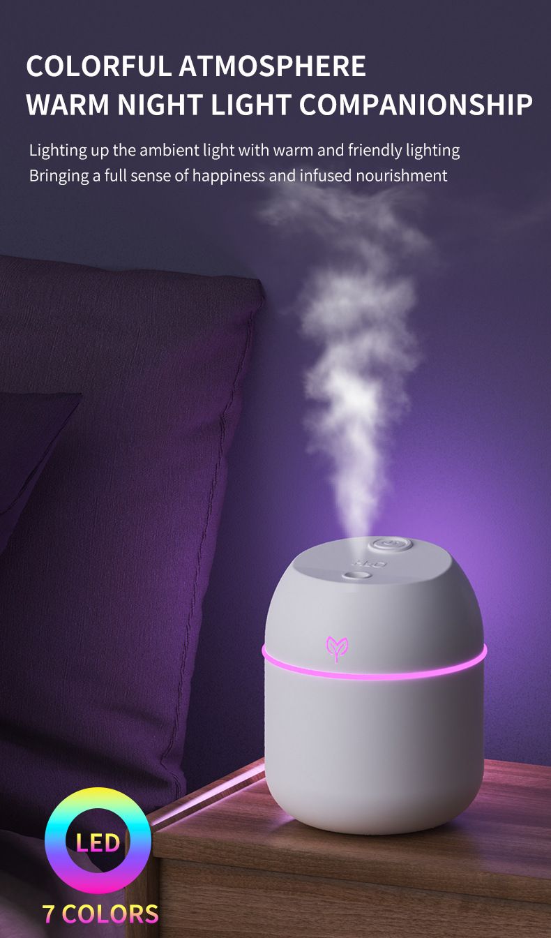 USB Air Humidifier With Aromatherapy & Night Light - Compact Desktop Humidifier For Home, Office, Car - Quiet Ultrasonic Mist Maker_voghion.com
