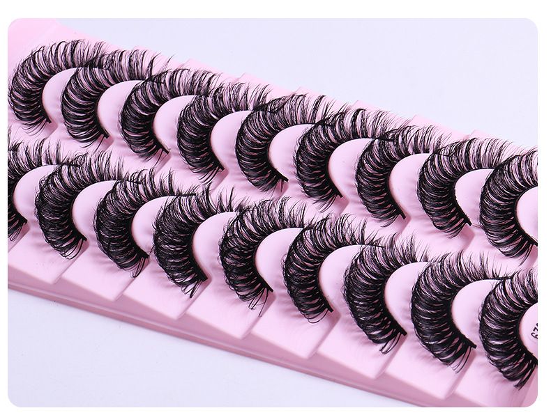 Russian Volume D – Curve Falsche Wimpern, 10 Paar, natürlich dicke, gewellte Polyesterwimpern_voghion.com