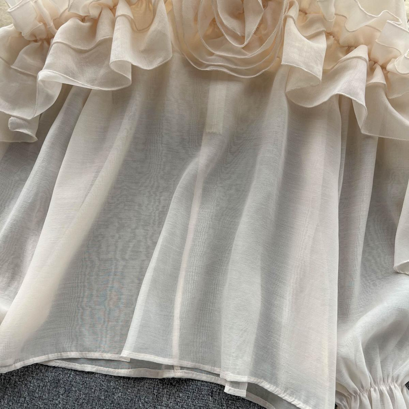 Women's Clothing Designed irregular ruffled mesh shirt for women in spring and autumn pullover pleated niche slim and chic top trendy_voghion.com