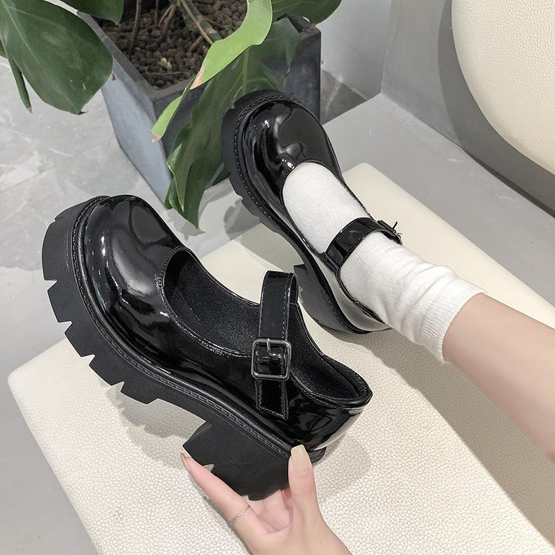 Oversized New Mary Jane Thick Sole JK Uniform Single Shoe High Heels Women's English Style Small Leather Shoes_voghion.com