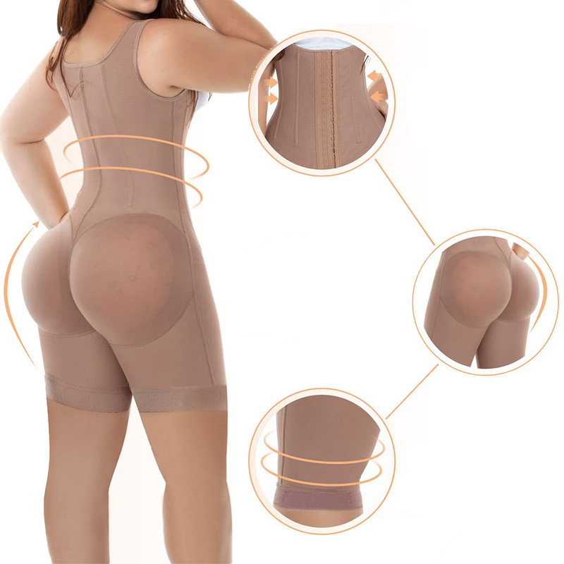 Formgebendes einteiliges Body Shaper 9-Knochen-Öffnung Hüftheben Rutschfestes, klebendes, enges Bauchkorsett_voghion.com