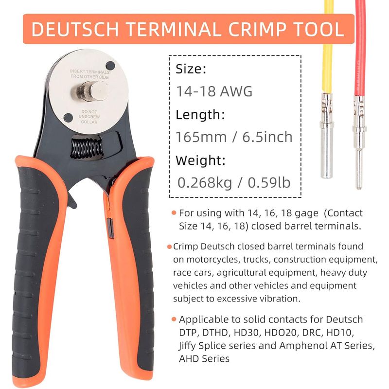 16 Mini Ratchet Crimping For German Terminals 14/16/18 AWG, 4-Way Indent Closed Barrel Crimper, Pin Crimp Connector_voghion.com