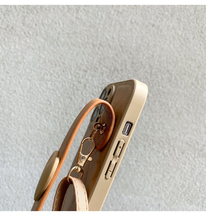 Suitable For IPhone 16 Phone Case Iphone 12/11 14 Pro Classic Diamond Grid Heart-shaped Wrist Strap Holder 13_voghion.com