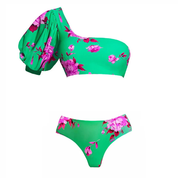 Kvinders bikini med halterneck, sexet print og slids, badedragt og wrap-nederdel_voghion.com