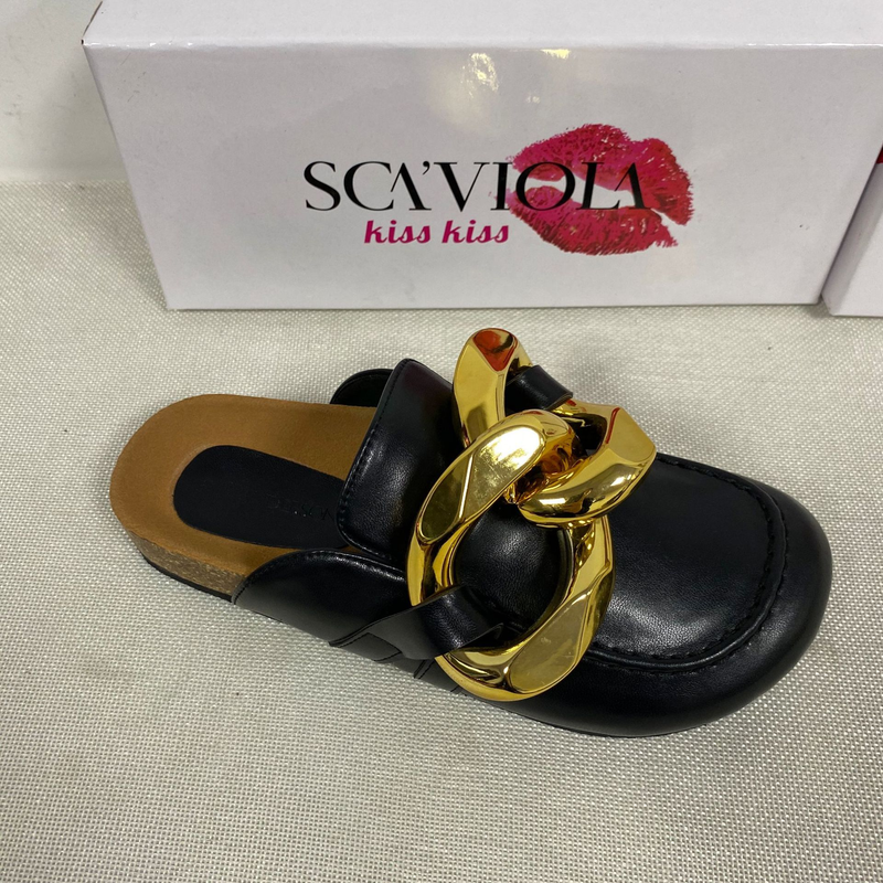 Ženski čevlji, novi Baotou, udobni ženski copati z mehkim podplatom in zlato verižico_voghion.com