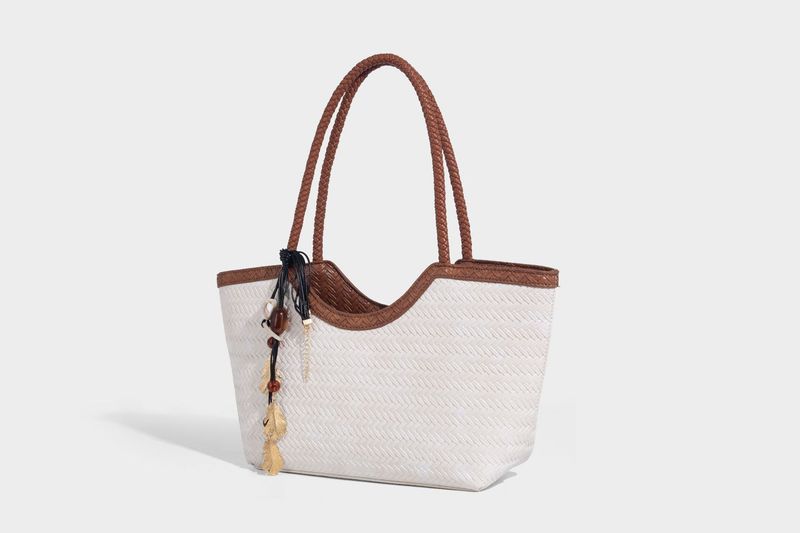 Borsa tote in pelle intrecciata con tasca interna, borsa a tracolla di grande capacità per uso quotidiano, shopping, viaggi - Design marrone chic_voghion.com