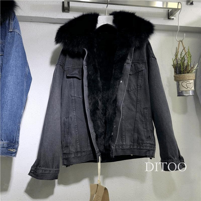 Jeanskappa, kort, ny 2023 vintertank plysch, avtagbar bomullsrock, förtjockad_voghion.com