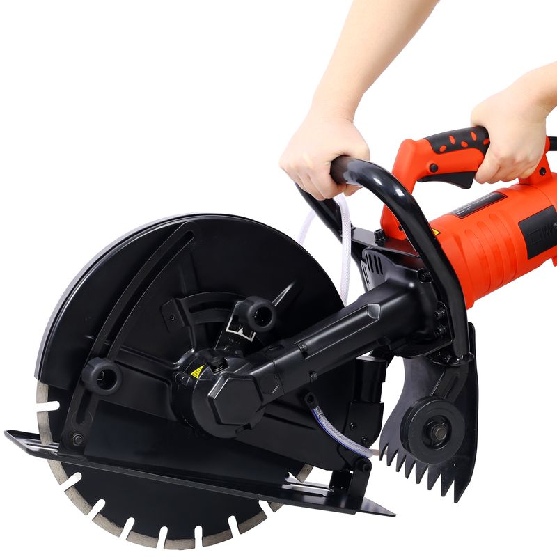 Electric 14" Cut Off Saw Wet/Dry Concrete Saw Cutter Guide Roller With Water Line Attachment_voghion.com