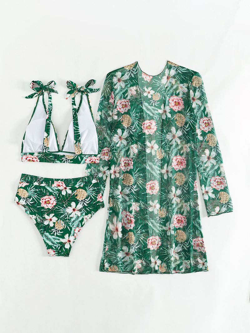 Women's Premium Bikini Set - 3 Piece Sexy Swimwear With Floral Print & Multiple Colors_voghion.com