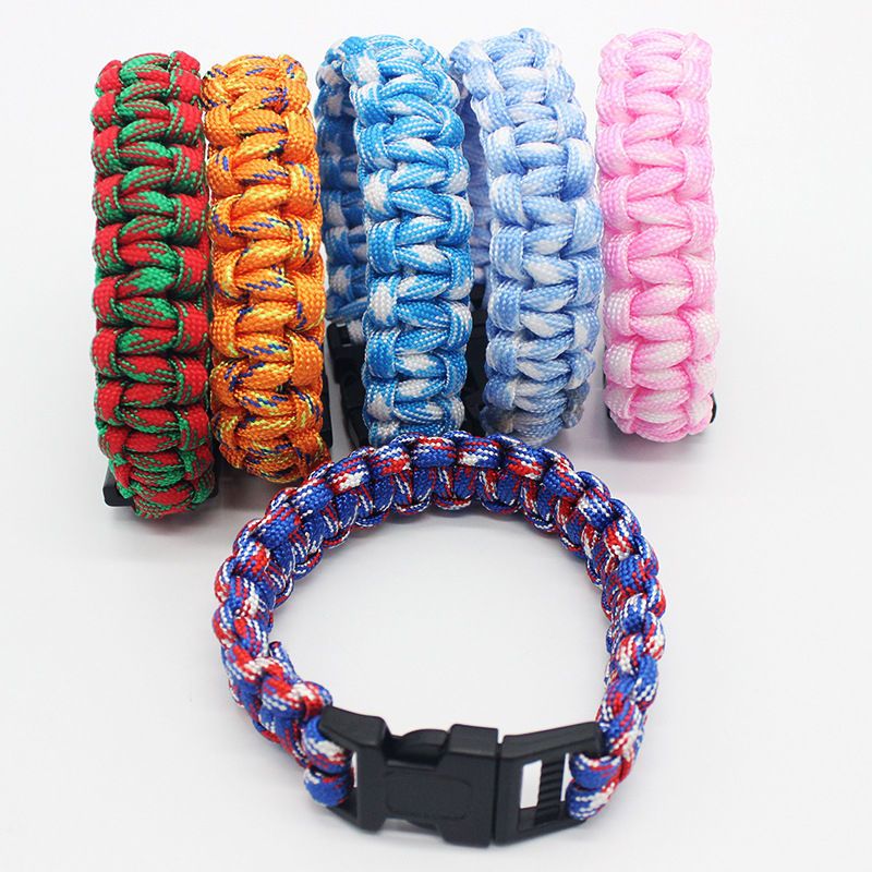 Survival Escape Traveler Gamer Militär-Enthusiast Kunststoffschnalle Seven-Core Outdoor Paracord geflochtenes Armband_voghion.com