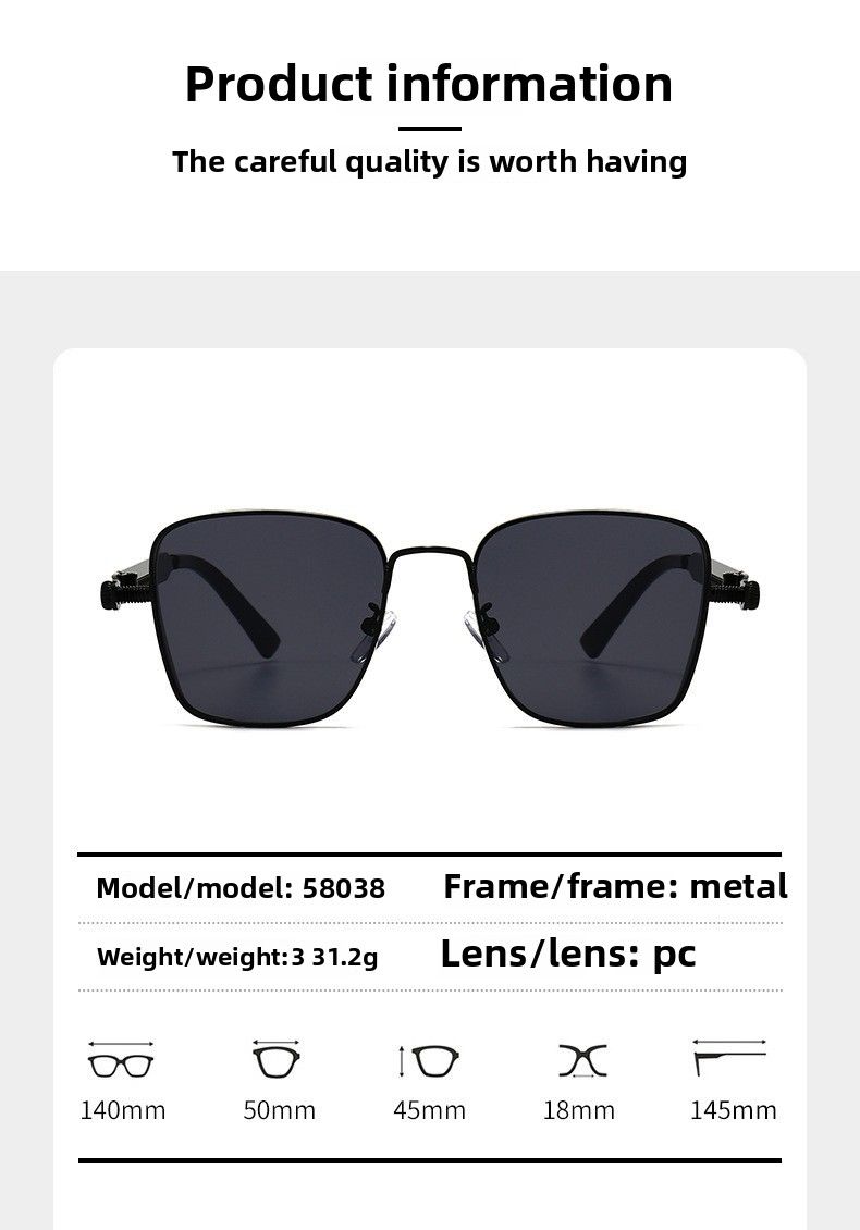 Summer New Metal Steampunk Sunglasses Men's Fashion Personalized Sunglasses European And American Retro Box Sunglasses_voghion.com