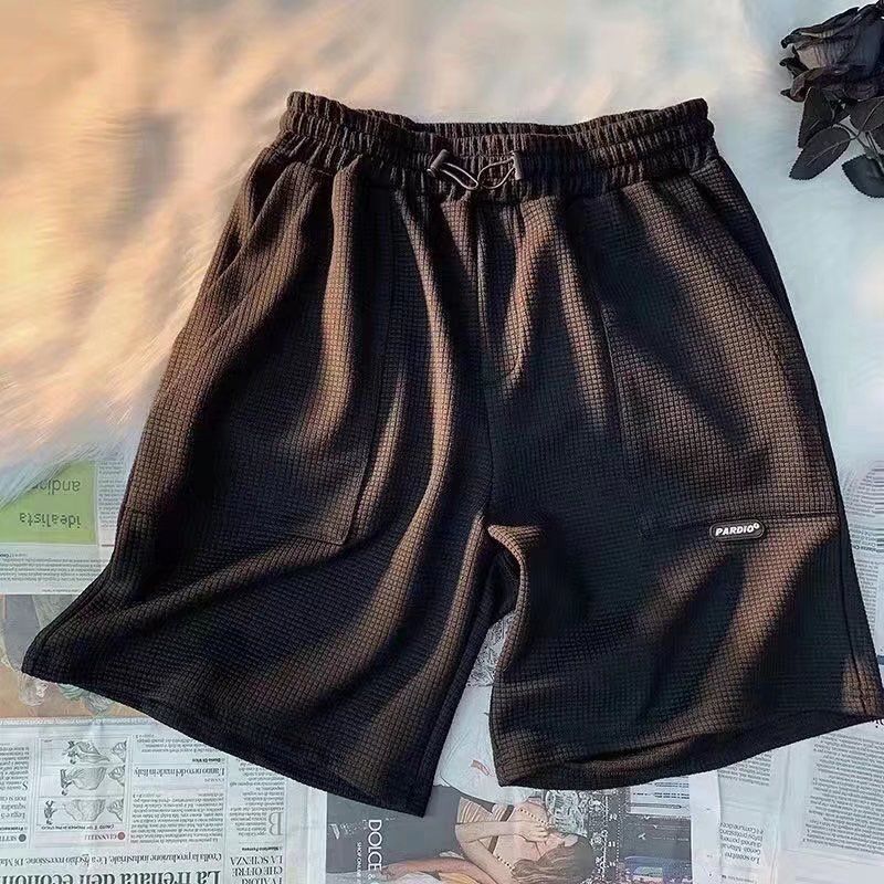 Roupas masculinas Internet celebridade ternos moderno versátil estilo coreano bonito estilo Hong Kong solto fino esportes manga curta shorts terno de duas peças_voghion.com