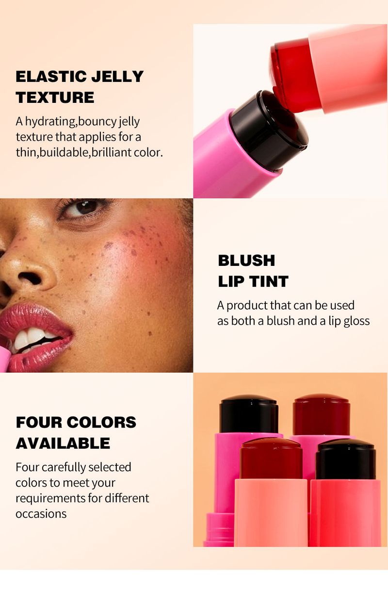Clubday Jelly Set Makeup Q Play 4 Color Moisturizing Matte Carmine powder blusher_voghion.com