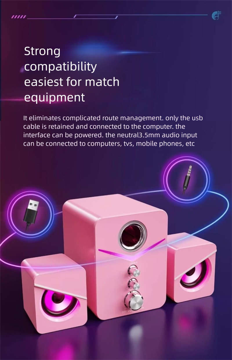 E-Sports Audio Computer Desktop Home High-Quality Dual Speaker Bluetooth Wired USB Subwoofer_voghion.com