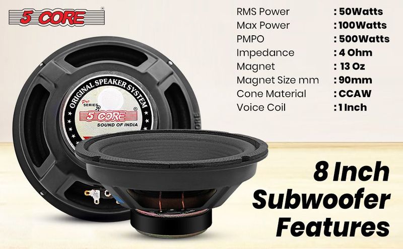5 Core 8 Inch Subwoofer Speaker 1000W Combined Peak 4Ohm Replacement Car Bass Sub Woofer_voghion.com