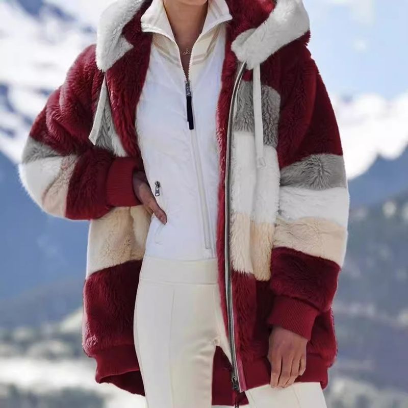Fashionable Oversized Fleece Hooded Coat For Women - Cozy Winter Outerwear With Multiple Color Options (S-5XL)_voghion.com