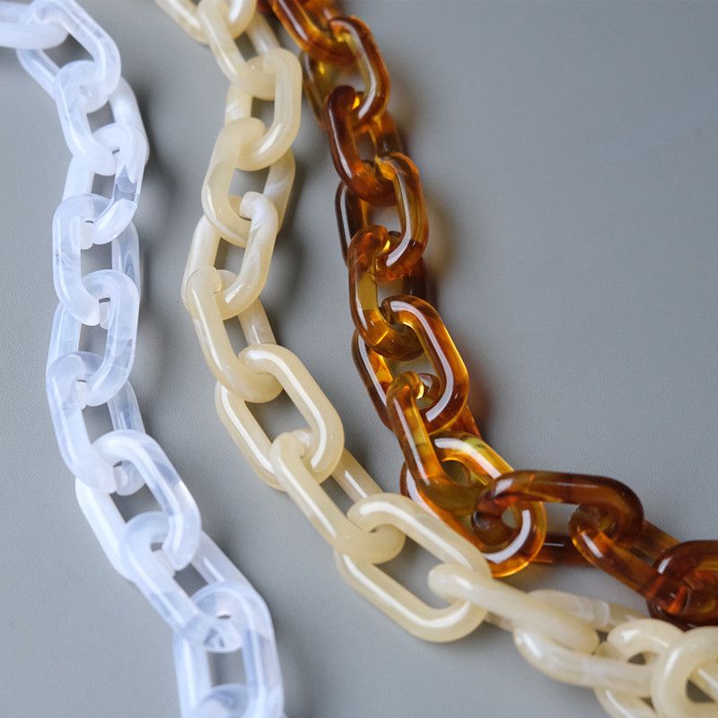 Fashion Beige Amber Transparent Acrylic Resin Thick Chain Shoulder Strap Women's Bag Accessories_voghion.com