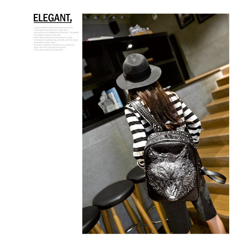 Personalized 3D Wolf Head Student Backpack Handheld Single Shoulder Male and Female Backpack_voghion.com