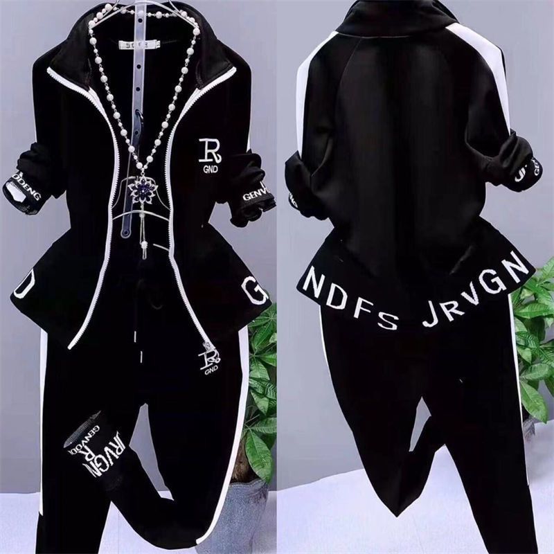 Ropa de mujer Trajes deportivos de moda para mujer 2024 primavera y otoño nuevo estilo casual manga larga pantalones ajustados estudiante traje de dos piezas de moda_voghion.com