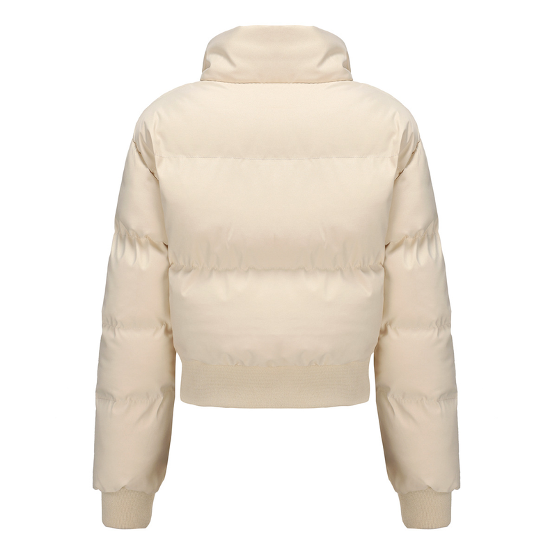 Women's short cotton-padded jacket women's long-sleeved high-necked warm coat_voghion.com