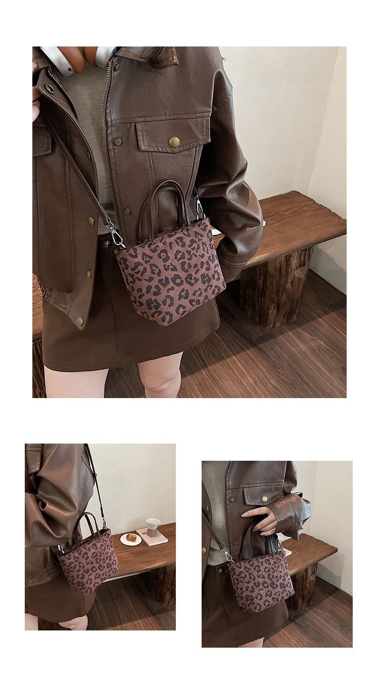 Advanced niche autumn/winter 2024 new trend leopard print crossbody for women, hand-held work bucket bag_voghion.com