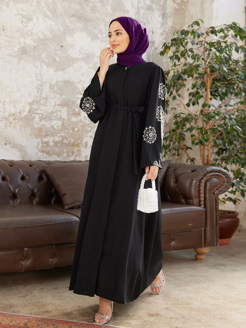 2209 # Abito musulmano da donna, resistente, con perline e diamanti, elegante, lungo abito Abaya_voghion.com
