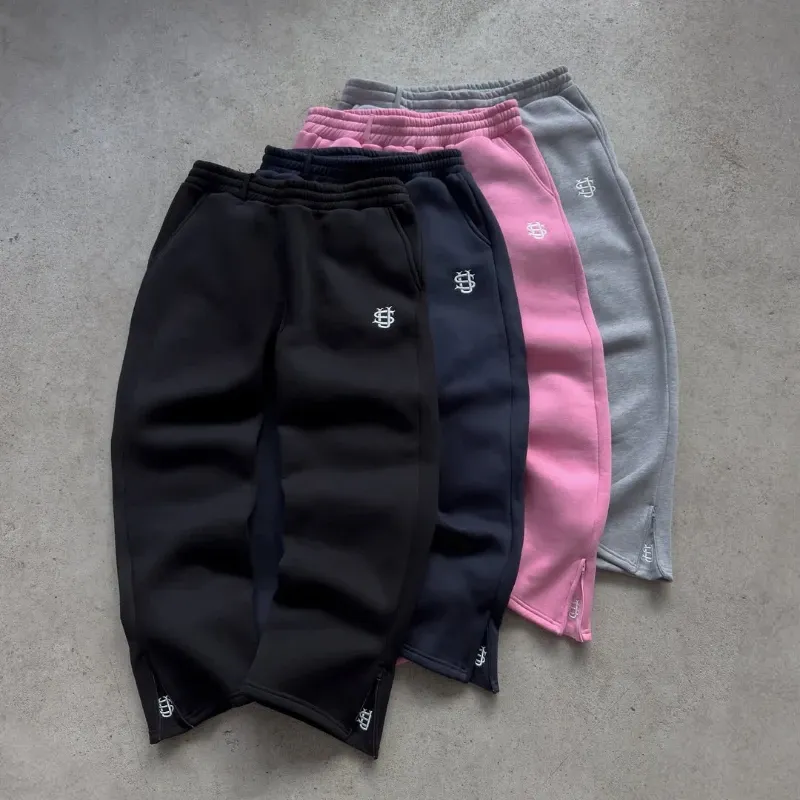 Herren Loose Jogger Su Logo Bestickt Extra Outsize Taschen Beinöffnungen Hose Mit Weitem Bein Paar Modische Hose Mit Geradem Bein_voghion.com