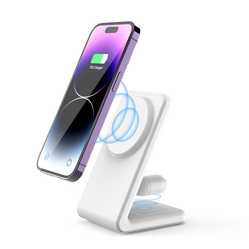 Kettő az egyben mágneses vezeték nélküli töltő függőleges állvány Apple mágneses mobiltelefonhoz 15W gyors vezeték nélküli töltéshez_voghion.com