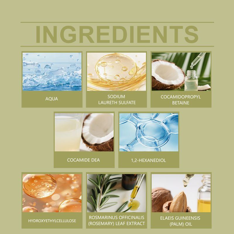 Shampoo al rosmarino HOEGOA, delicato, nutriente, liscio, rinfrescante, adatto per la cura quotidiana._voghion.com