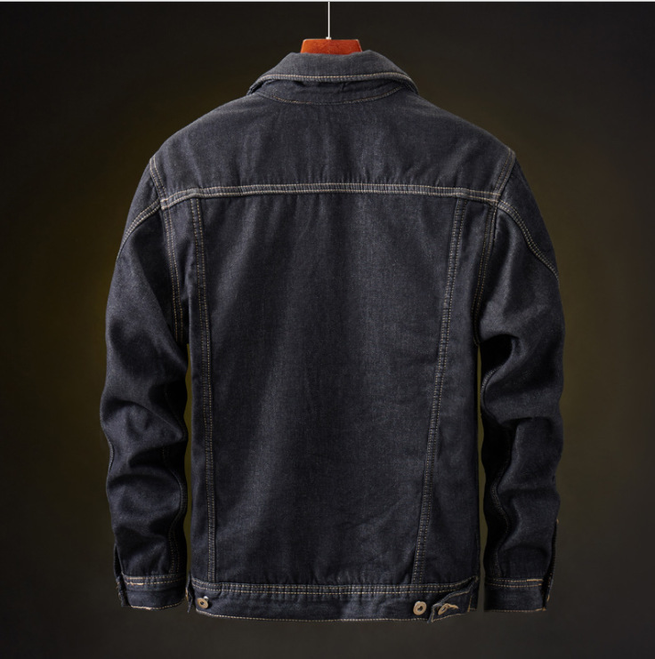 Herbst und Winter große Jacke Herren Jeanskleidung Jugend lose Freizeitjacke gewaschen Revers Jacke Top Männer_voghion.com