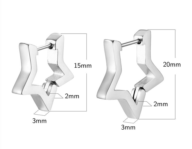 Stile europeo e americano transfrontaliero Stella a cinque punte Acciaio inossidabile Semplice Moda Unisex Titanio Acciaio Geometrico_voghion.com