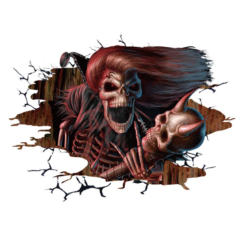 Horror Skeleton Ghost Halloween AFH12243D Broken Window Living R Bedr Decoration Wall Stickers_voghion.com